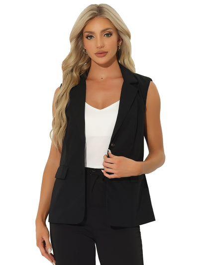 Sleeveless Business Casual Linen Work Office Suit Vest Jacket