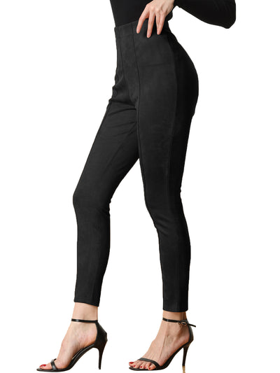 Womens' Velvet Elastic Waist Side Zipper Narrow Leg Skinny Casual Pants