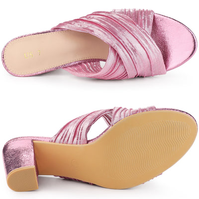 Women's Slouches Slip on Block Heel Slide Sandals
