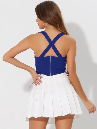 Sleeveless Bustier Corset Tops Lace-up Sexy Clubwear Party Crop Top