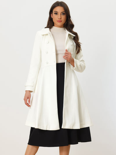 Winter Overcoat Collared A Line Double Breasted Long Coat