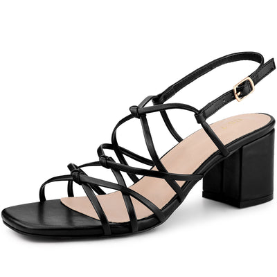 Women's Open Toe Knots Ankle Strap Chunky Heels Sandals