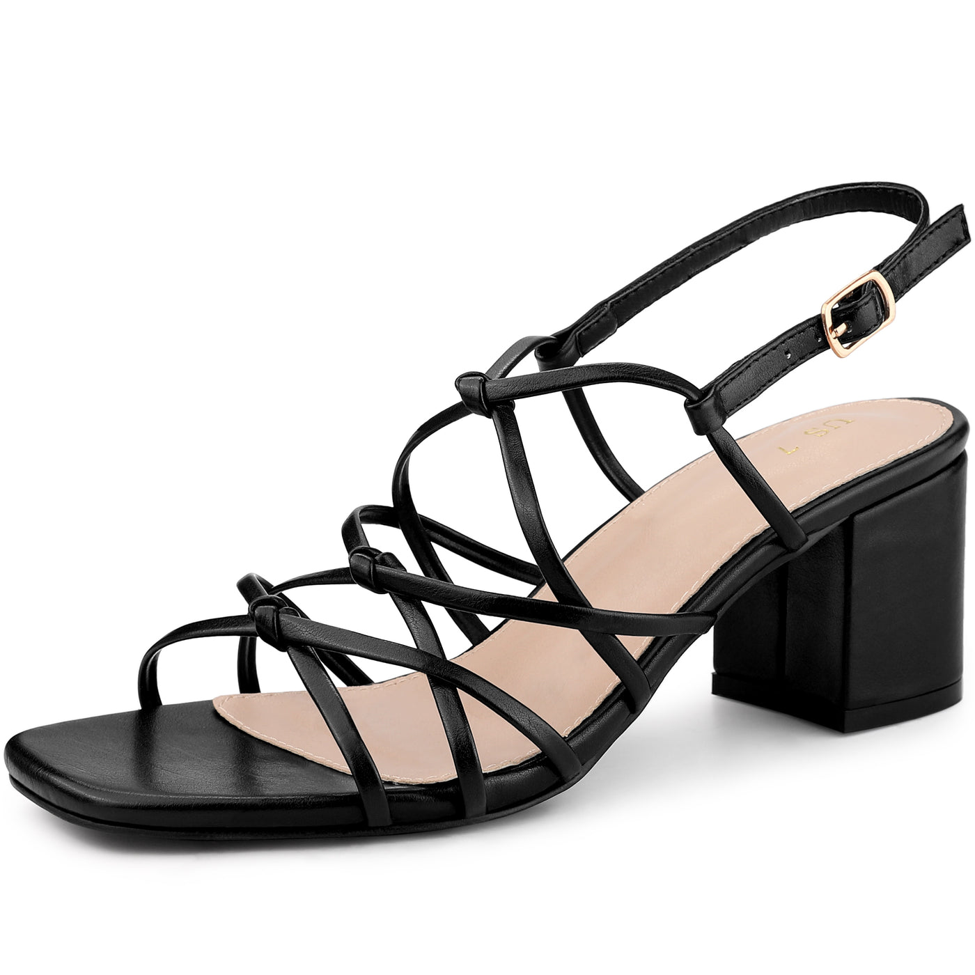 Allegra K Women's Open Toe Knots Ankle Strap Chunky Heels Sandals