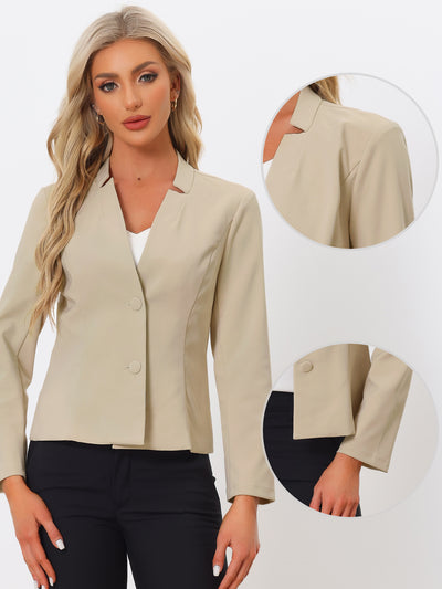 Elegant Blazer Long Sleeve Button Front Stretch Office Suit Jacket