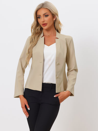 Allegra K Elegant Blazer Long Sleeve Button Front Stretch Office Suit Jacket