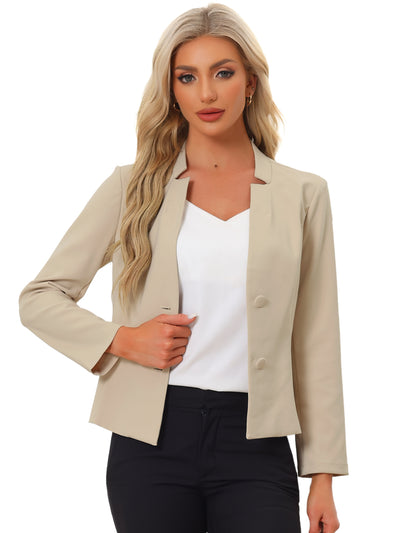 Elegant Blazer Long Sleeve Button Front Stretch Office Suit Jacket