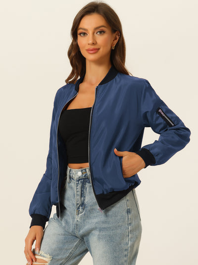 Windbreaker Pockets Casual Lightweight Zip Up Bomber Jacket