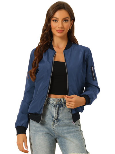 Windbreaker Pockets Casual Lightweight Zip Up Bomber Jacket