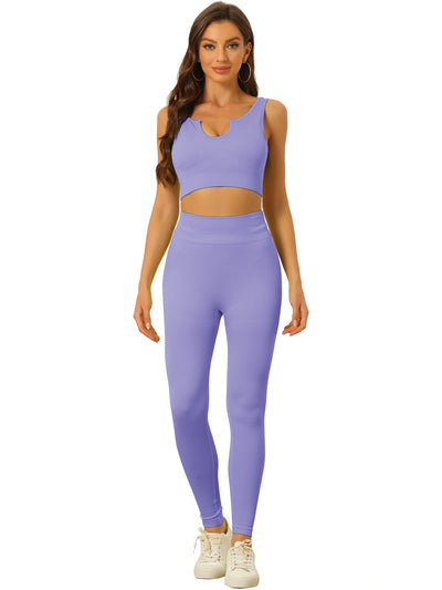 2 Piece Seamless Ribbed Sports Bra and High Waisted Leggings Workout Set