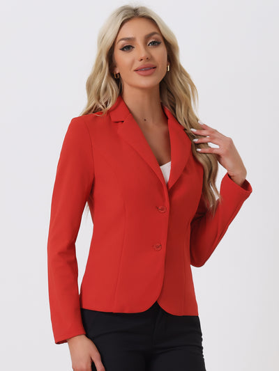 Notched Lapel Collar Stretch Work Office Jacket Blazer