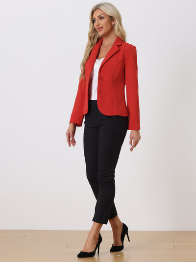 Notched Lapel Collar Stretch Work Office Jacket Blazer