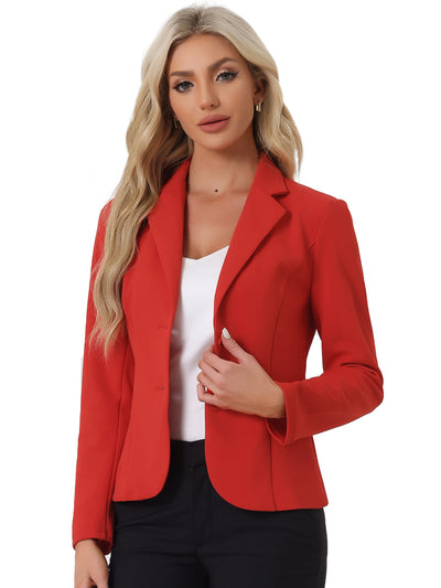 Notched Lapel Collar Stretch Work Office Jacket Blazer