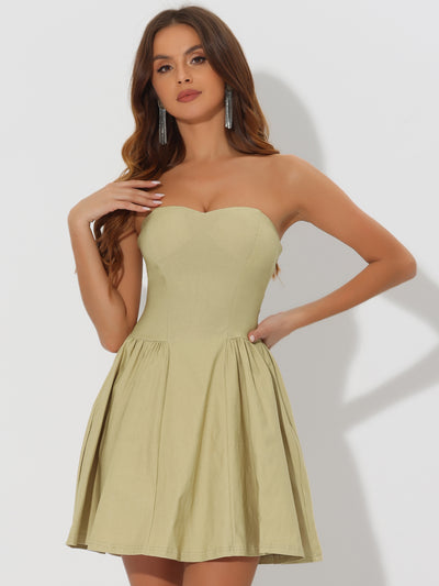 Strapless Sweetheart Neck Fit And Flare Mini Dress