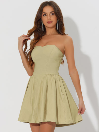 Strapless Sweetheart Neck Fit And Flare Mini Dress