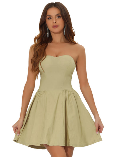 Strapless Sweetheart Neck Fit And Flare Mini Dress