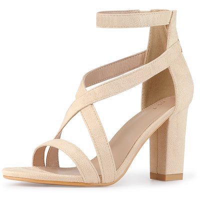 Women's Crisscross Ankle Strap Chunky Heel Sandals