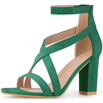 Women's Crisscross Ankle Strap Chunky Heel Sandals