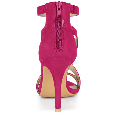 Zipper Ankle Strap Stiletto Heel Sandals