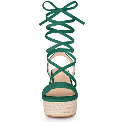 Women's Lace Up Wedge Heel Slingback Platform Strappy Sandals