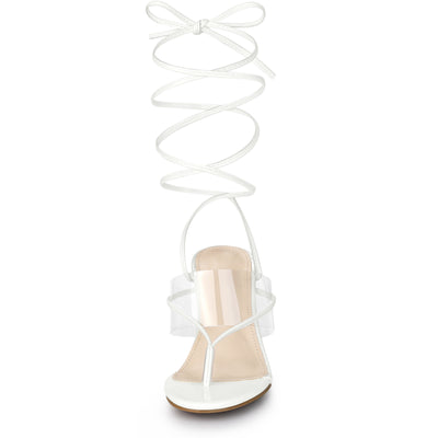 Women's Lace Up Clear Strap Flip Flops Wedge Sandals