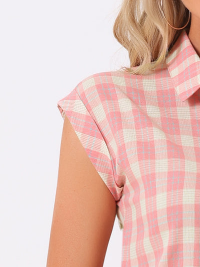Summer Plaid Tops Short Sleeve Button Down Shirt