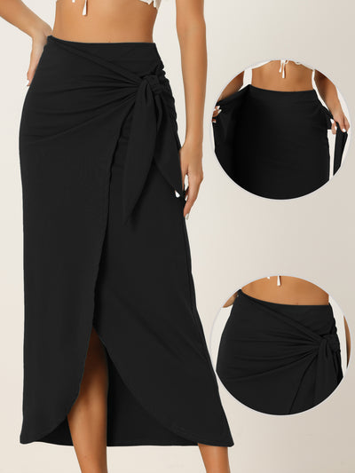 High Waisted Summer Beach Slit Maxi Wrap Long Skirt