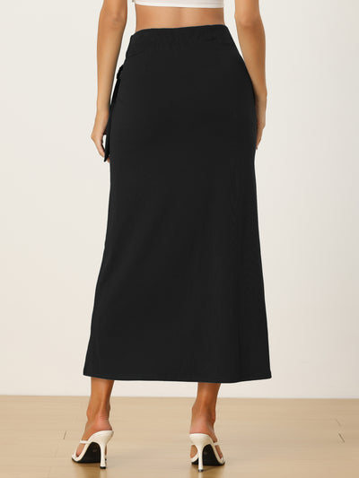 High Waisted Summer Beach Slit Maxi Wrap Long Skirt