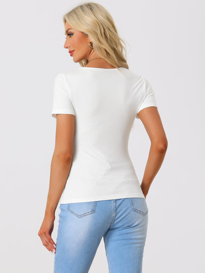 Twist Front Short Sleeve V Neck Casual Blouse Top