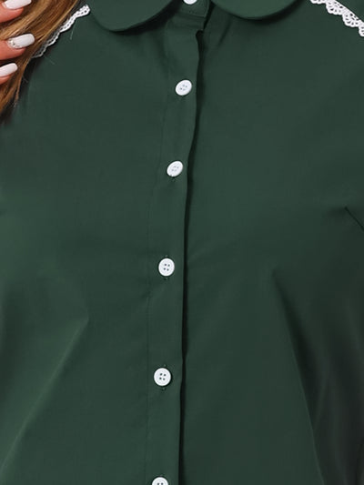 Vintage Peter Pan Collar Blouse Short Sleeve Button Down Shirt