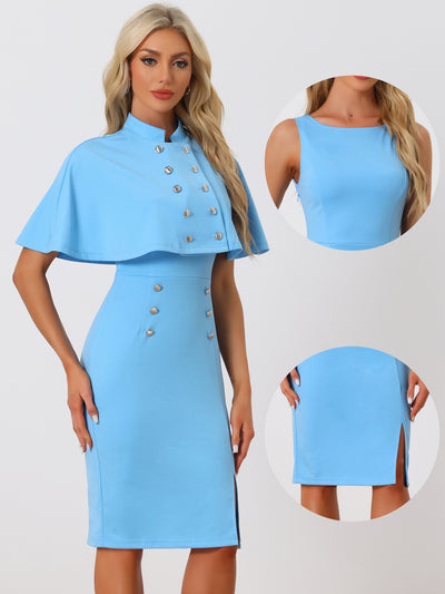 Elegant Business Double Breasted Two Pieces Cape Dress Sets
