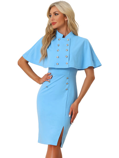 Elegant Business Double Breasted Two Pieces Cape Dress Sets