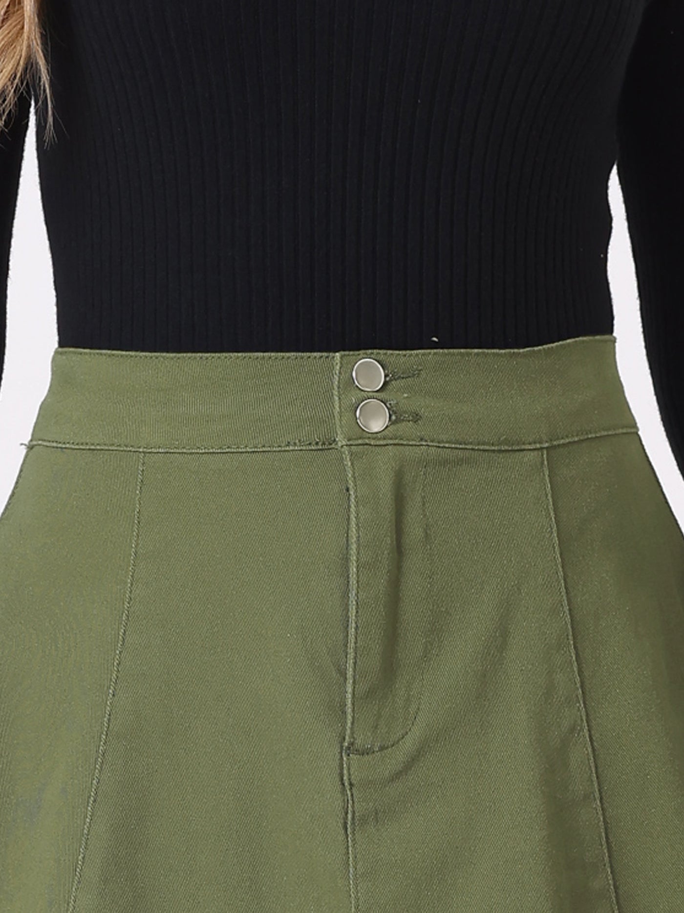 Allegra K High Waisted A-Line Flared Casual Denim Midi Skirt