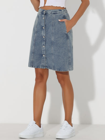 Casual Short Button Down Jeans Skirt