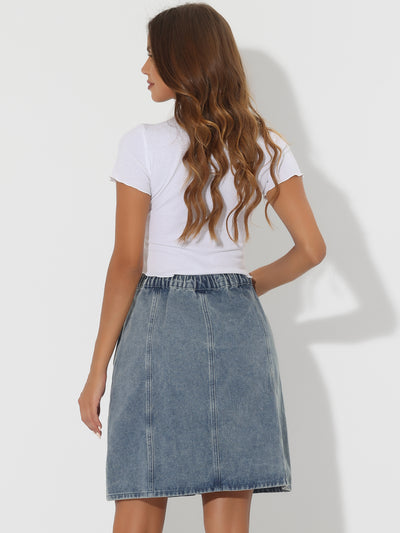 Casual Short Button Down Jeans Skirt