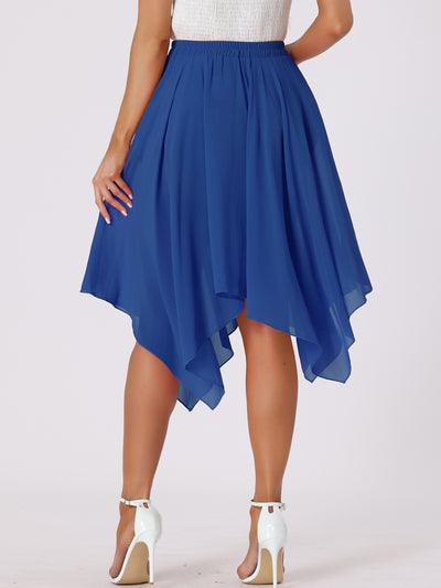 Elastic Waist Chiffon Handkerchief Hem Midi Skirt