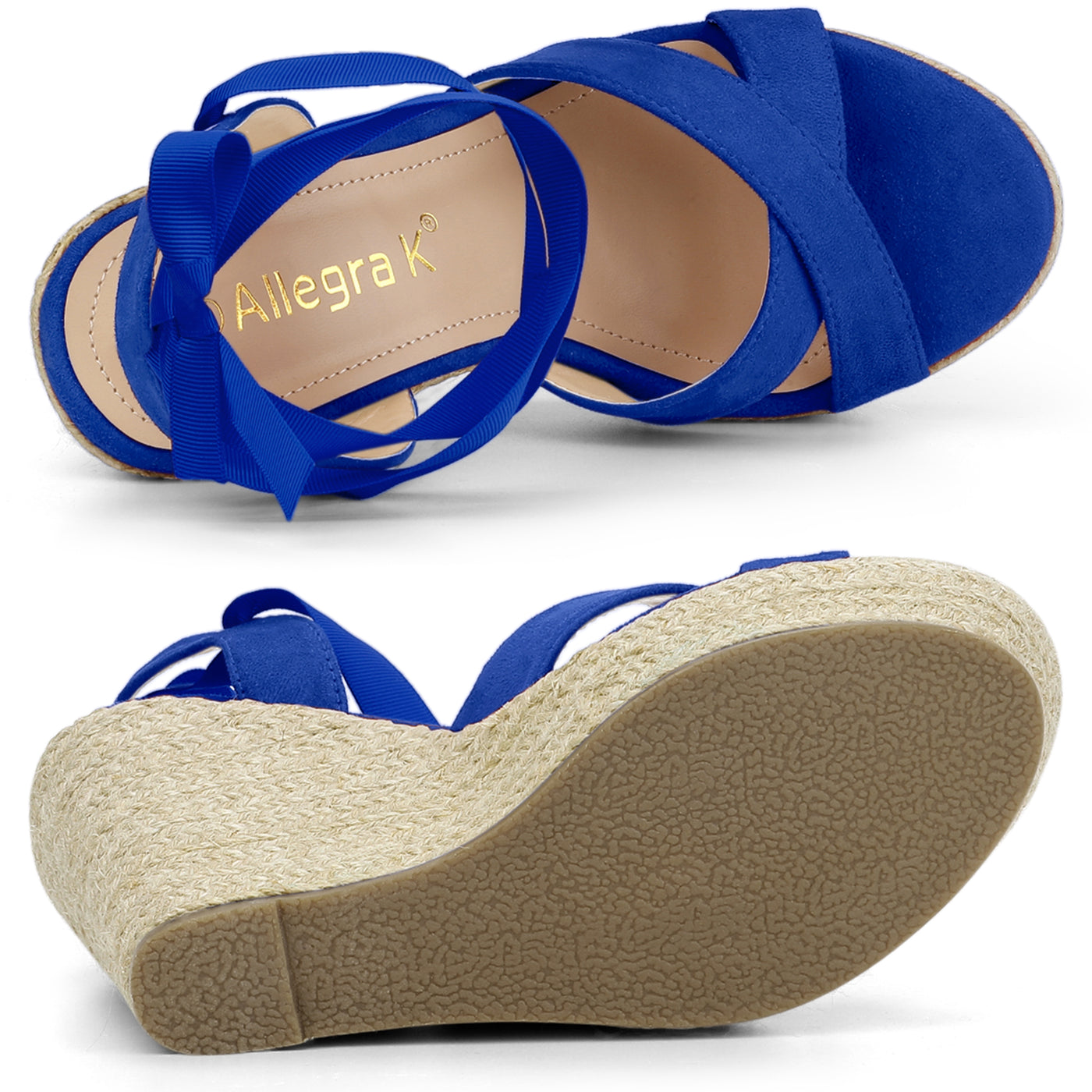 Allegra K Espadrille Platform Lace Up Wedges Sandals