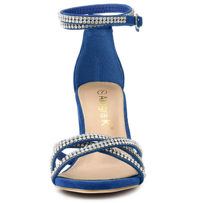 Rhinestones Strappy Chunky Heel Sandals