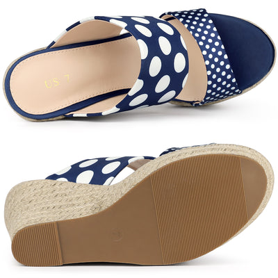 Platform Polka Dots Heel Espadrille Wedge Sandals