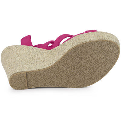 Espadrilles Platform Heel Lace Up Wedge Sandals