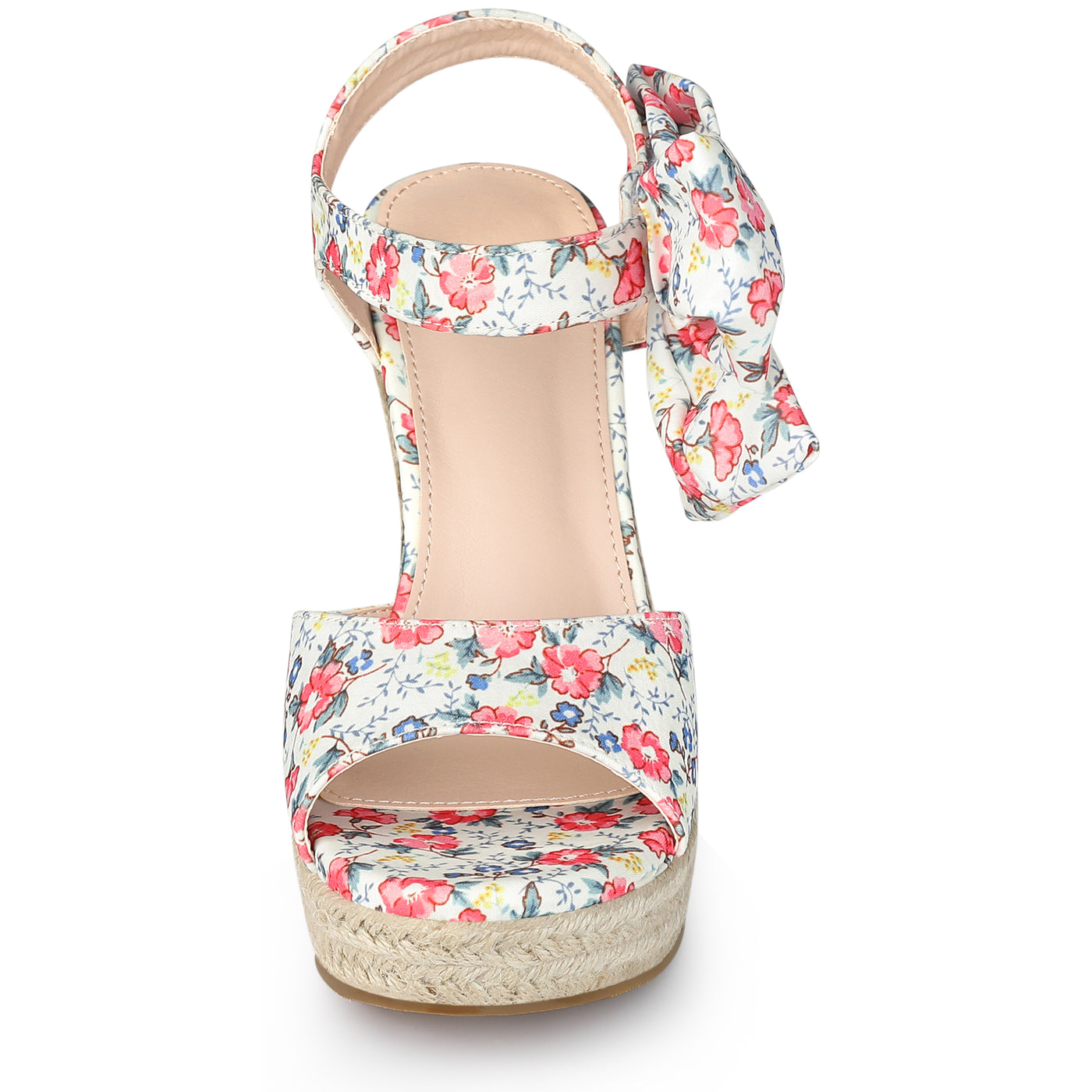 Allegra K Platform Floral Printed Slingback Espadrille Wedge Sandals