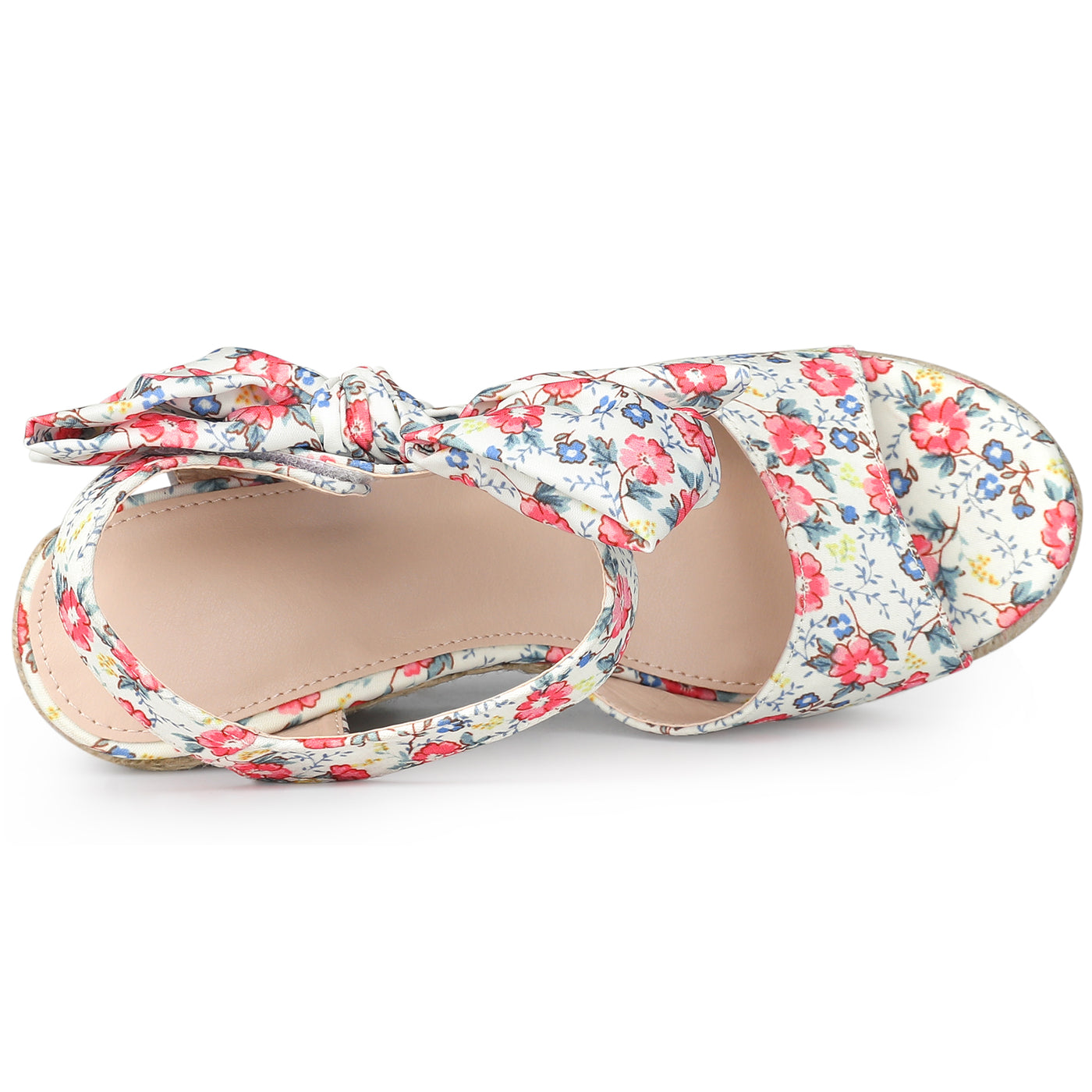 Allegra K Platform Floral Printed Slingback Espadrille Wedge Sandals