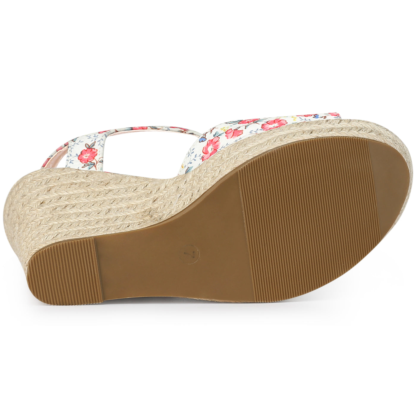 Allegra K Platform Floral Printed Slingback Espadrille Wedge Sandals