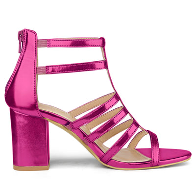 Cage Strappy Gladiators Chunky Heel Sandals