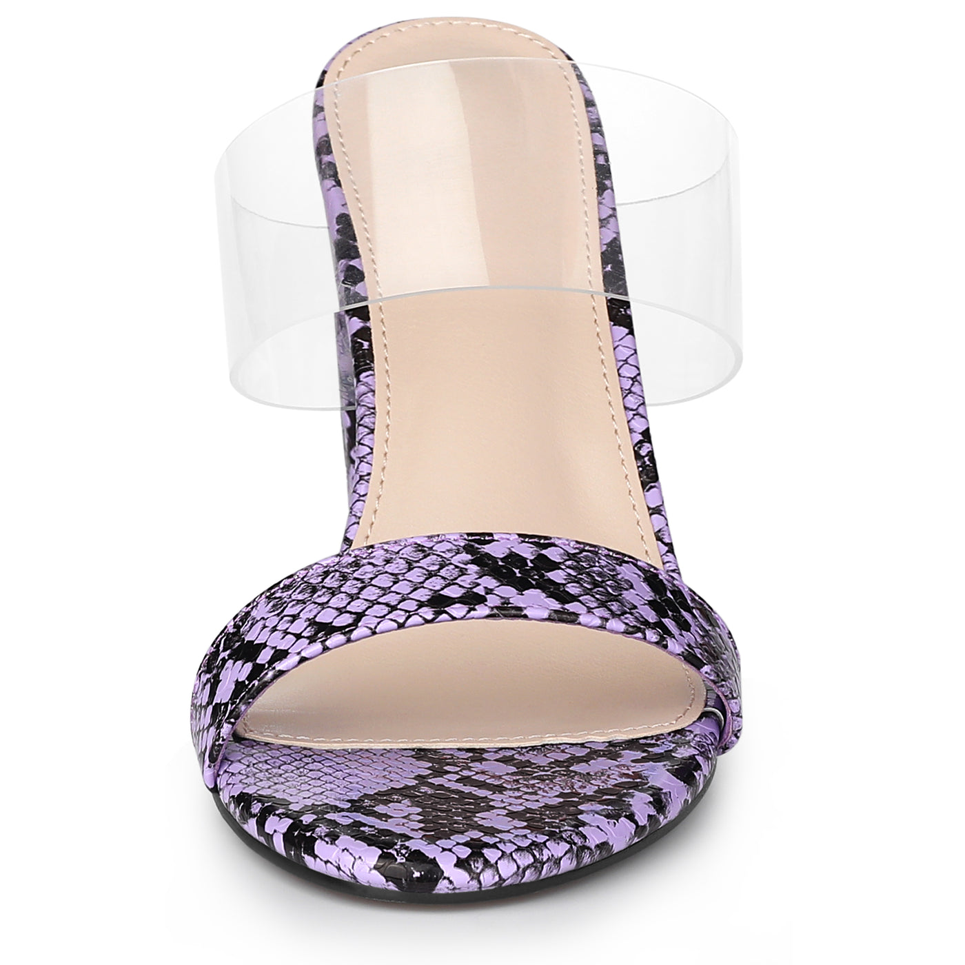 Allegra K Snake Print Block Heel Snakeskin Heel Slide Sandals