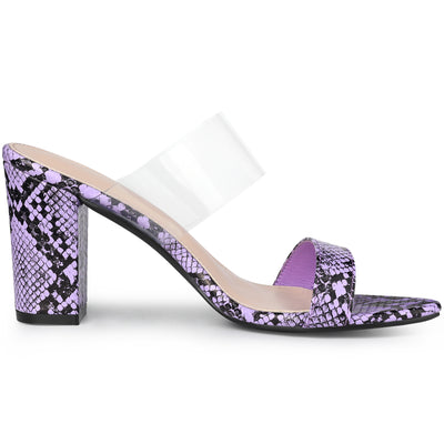 Snake Print Block Heel Snakeskin Heel Slide Sandals