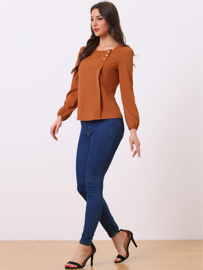 Long Sleeve Casual Solid Square Neck Top