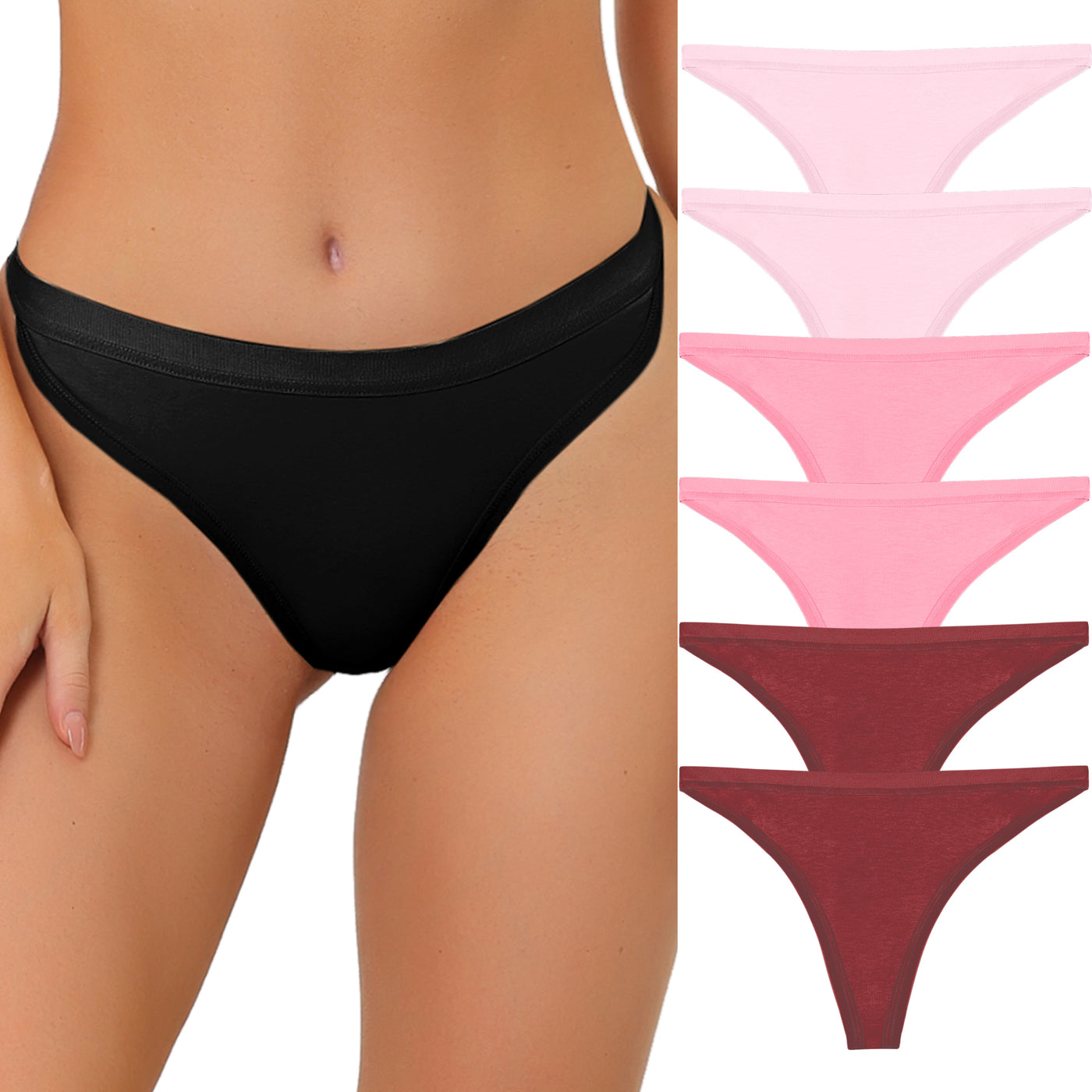 Allegra K Thongs for Women Packs G-String Panties Breathable Hi-Cut Tangas Underwear