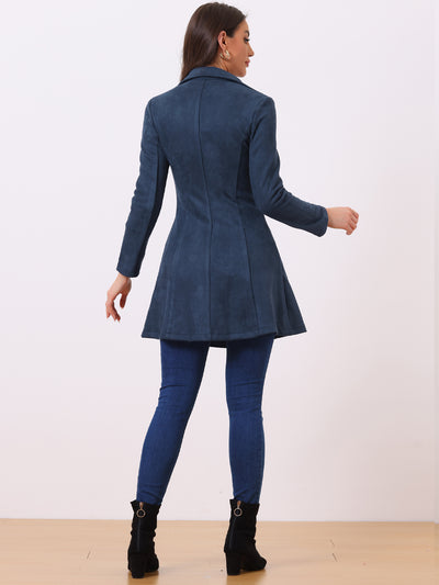 Double Breasted Notched Lapel Winter Elegant Long Coat