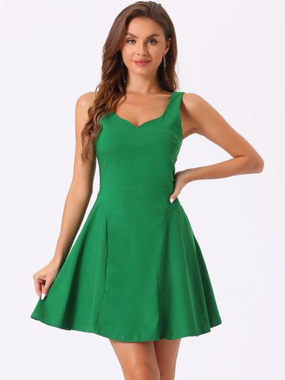 Party Sexy Sleeveless Sweetheart Neck Fit and Flared A Line Swing Cocktail Mini Dress