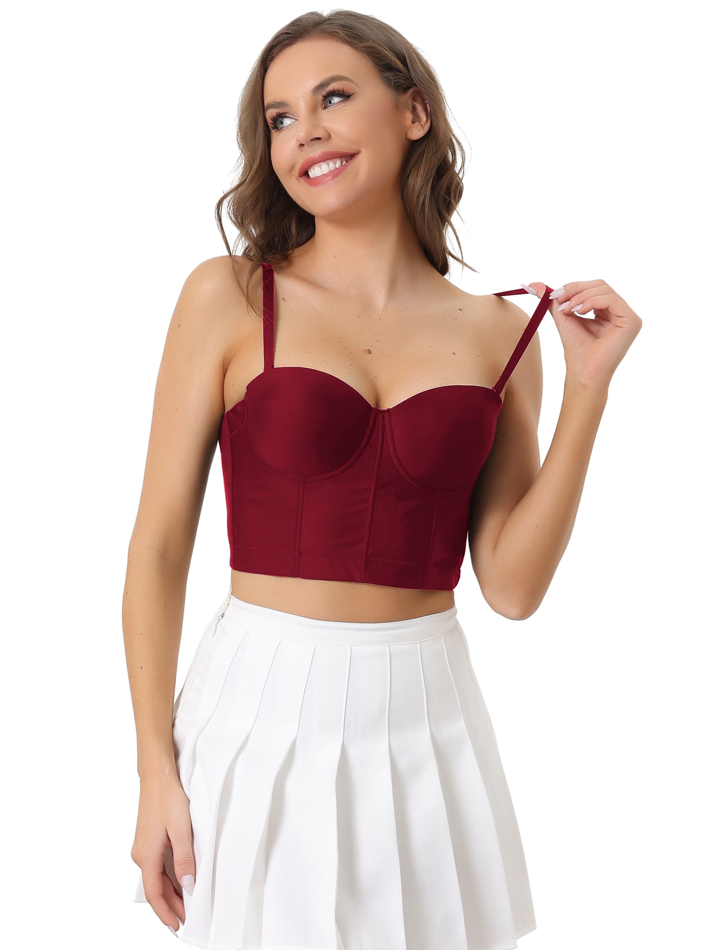 Allegra K Spaghetti Strap Solid Bustier Corset Crop Top